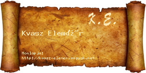 Kvasz Elemér névjegykártya